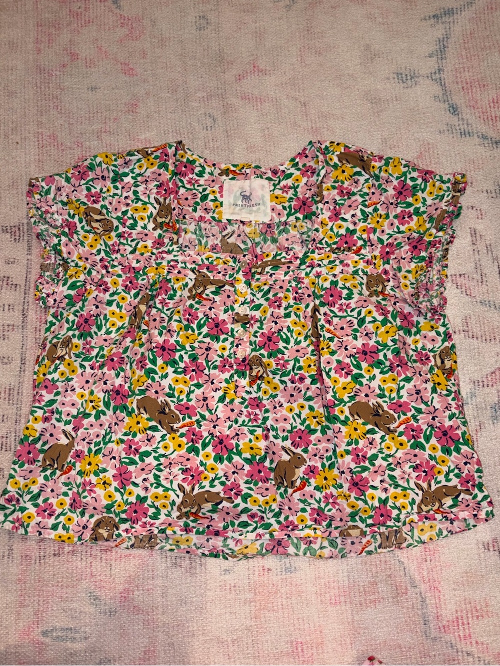 Printfresh pintuck pajama set in bunny trail - Picture 2 of 7